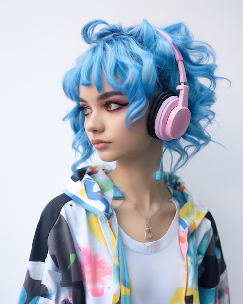 anime girl with headphones