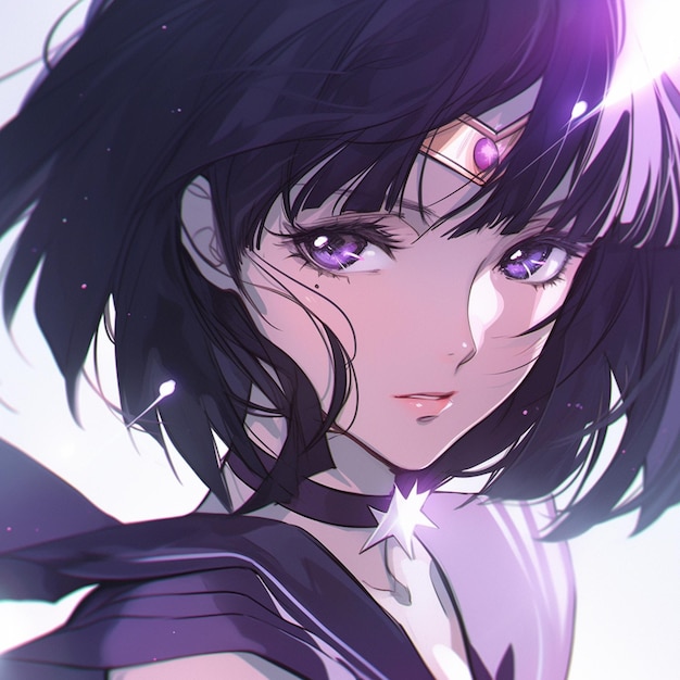 anime girl with purple eyes and a purple cape generative ai