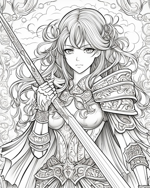 Photo anime girls coloring page with character