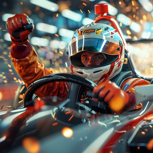 Anime Inspired Race Car Driver Conquers High Speed Track in Thrilling Victory