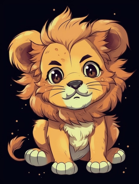 Anime kawaii lion generative ai