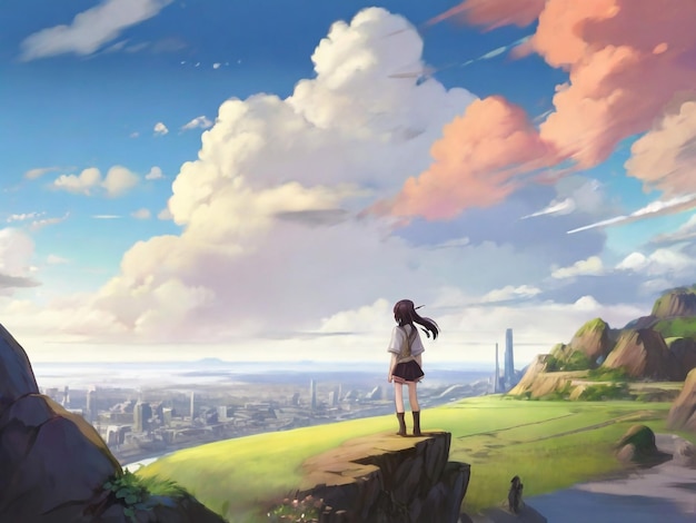 Anime landscape of person