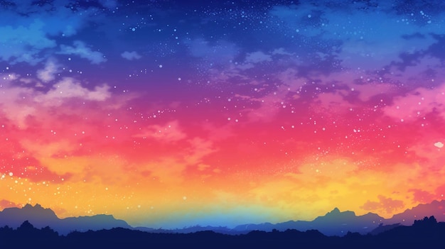 Anime landscape with mountains and the sky