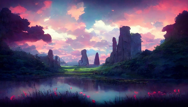 Anime nature concept art background image