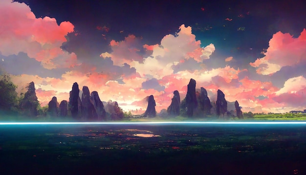 Photo anime nature concept art background image