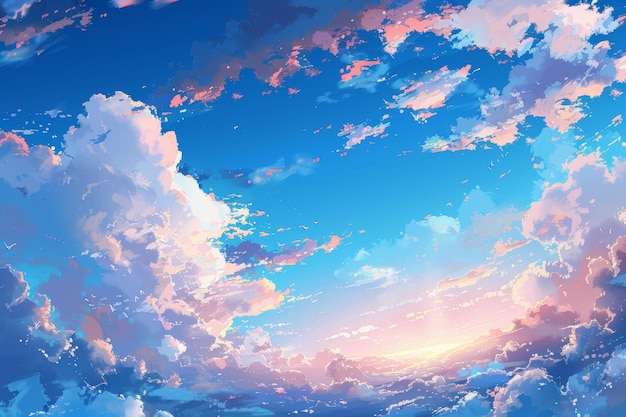 Anime sky with clouds