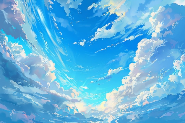 Anime sky with clouds