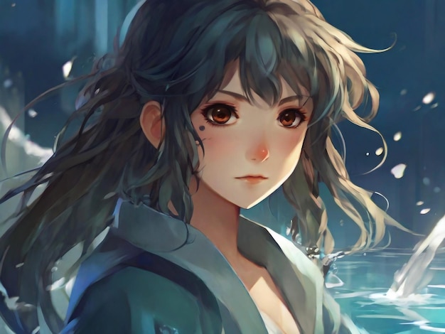 Anime style character with water