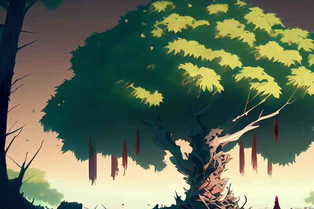 Anime Tree Background