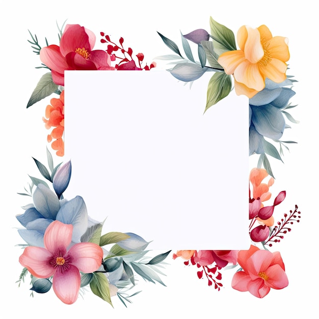 Anniversary Frame Square Design Floral Art Isolated White Background Celebration Floral Illust