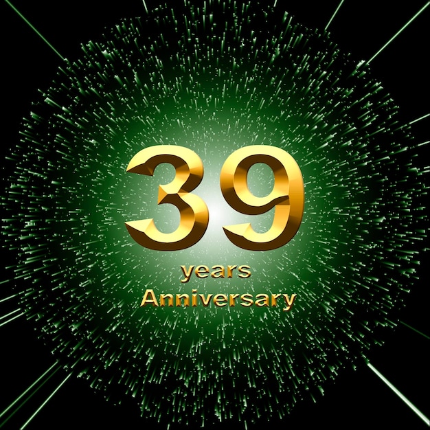 Photo 39 anniversary golden numbers on a festive background poster or card