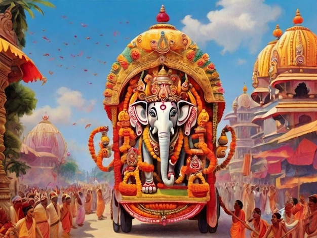 The annual grand Rath yatra or car festival of Lord Jagannath at Puri Orissa India