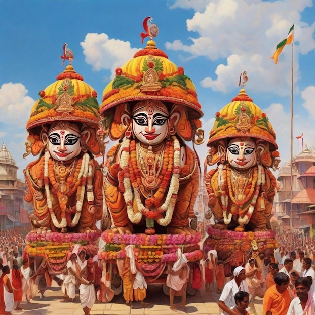 The annual grand Rath yatra or car festival of Lord Jagannath at Puri Orissa India