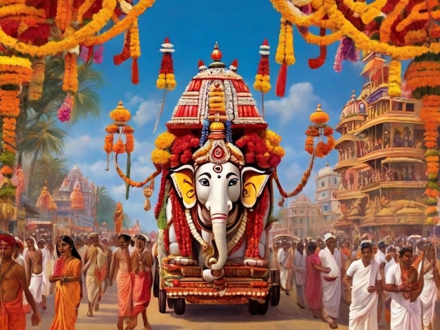 The annual grand Rath yatra or car festival of Lord Jagannath at Puri Orissa India