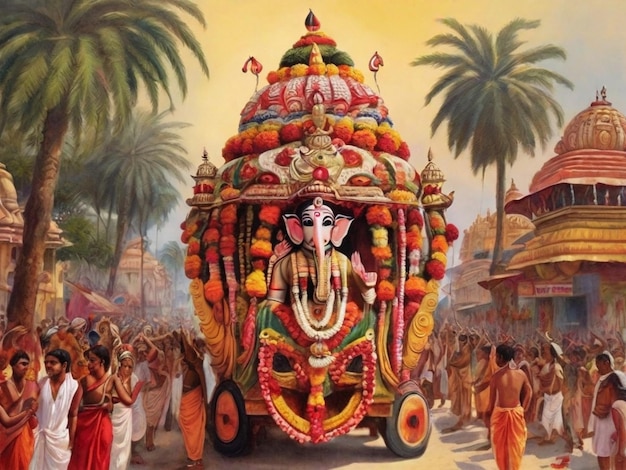 The annual grand Rath yatra or car festival of Lord Jagannath at Puri Orissa India