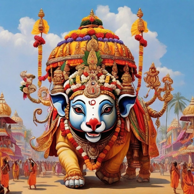 The annual grand Rath yatra or car festival of Lord Jagannath at Puri Orissa India