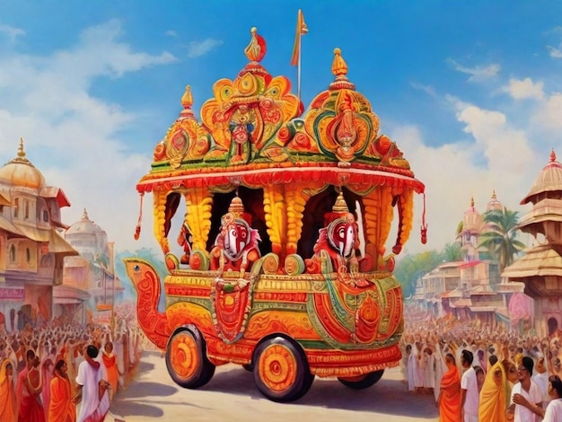 The annual grand Rath yatra or car festival of Lord Jagannath at Puri Orissa India