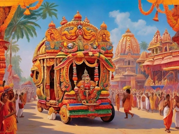 The annual grand Rath yatra or car festival of Lord Jagannath at Puri Orissa India