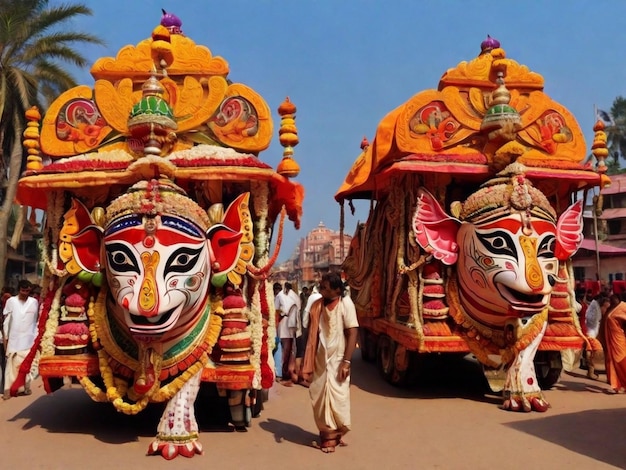 The annual grand Rath yatra or car festival of Lord Jagannath at Puri Orissa India