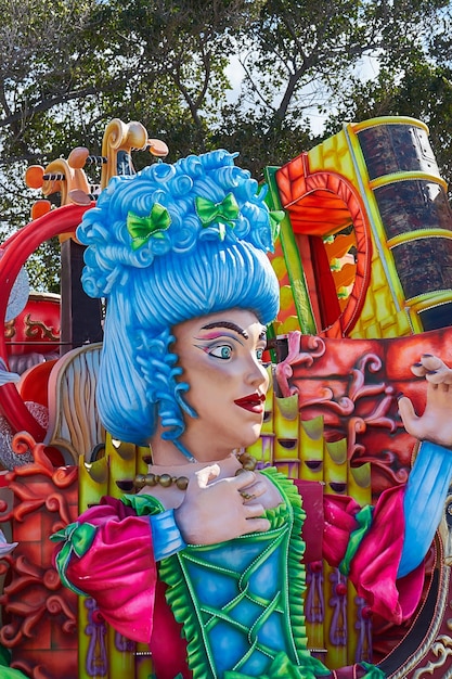 Annual mardi gras fat tuesday grand parade on maltese street of allegorical floats and masquerader p