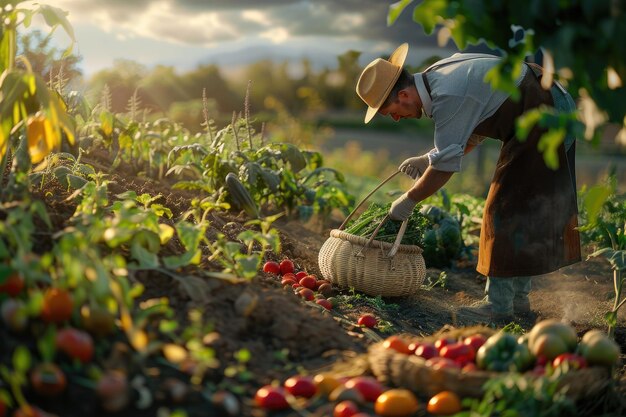 Anonymous Chef Harvesting Fresh Vegetables on a Farm