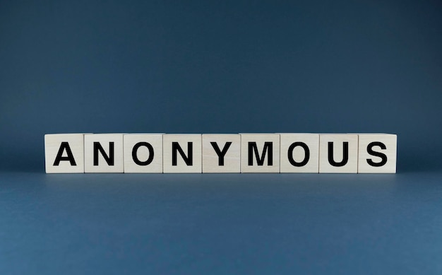 Anonymous Cubes form the word Anonymous