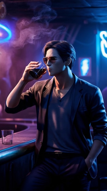 Anonymous male drinking in a bar