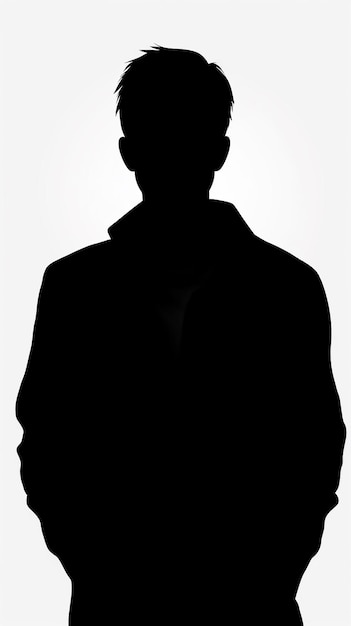 Photo anonymous silhouette young man in black