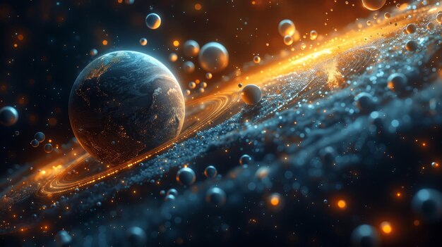 Photo another world uncharted galaxy open space and other planets