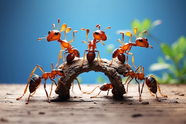 Photo ant action standingant bridge unity teamconcept team work together