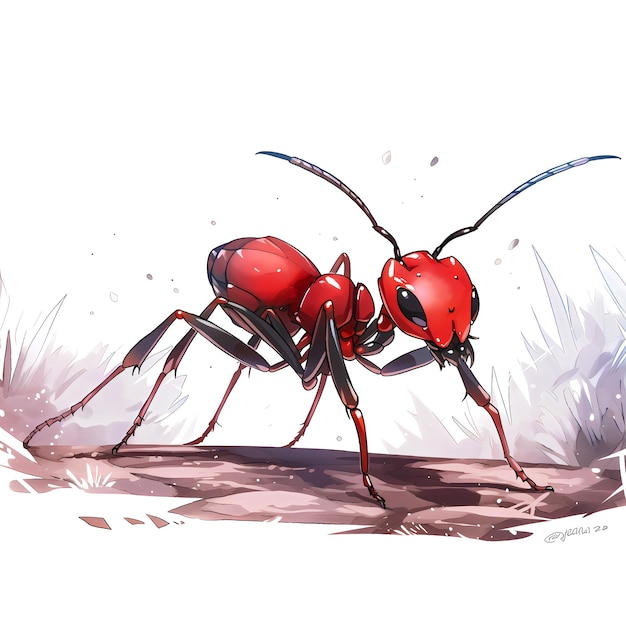 ant illustration on white background