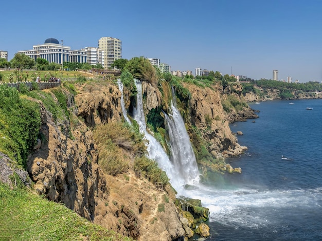 Antalya Turkey 19072021 Lower Duden waterfalls or Lara waterfall in Antalya Turkey on a sunny summer day