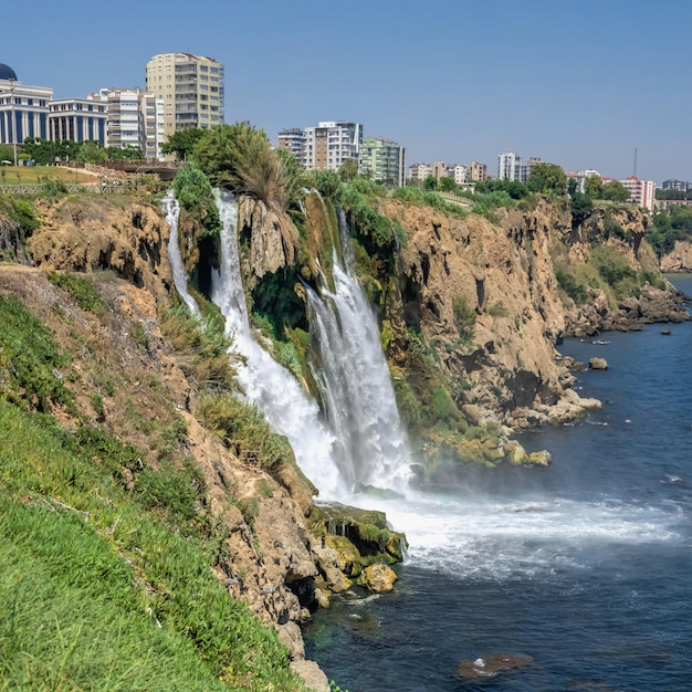 Antalya Turkey 19072021 Lower Duden waterfalls or Lara waterfall in Antalya Turkey on a sunny summer day