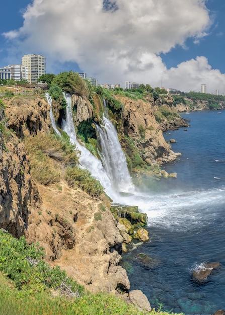 Antalya Turkey 19072021 Lower Duden waterfalls or Lara waterfall in Antalya Turkey on a sunny summer day