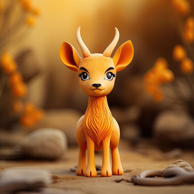 Photo antelope character craft with isolated studio background