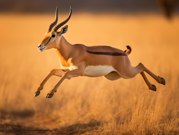 antelope getting ready to leap on the africa plain