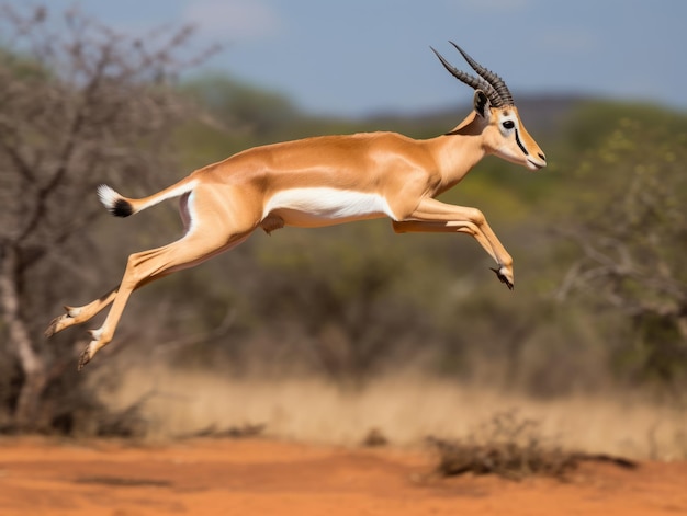 antelope getting ready to leap on the africa plain