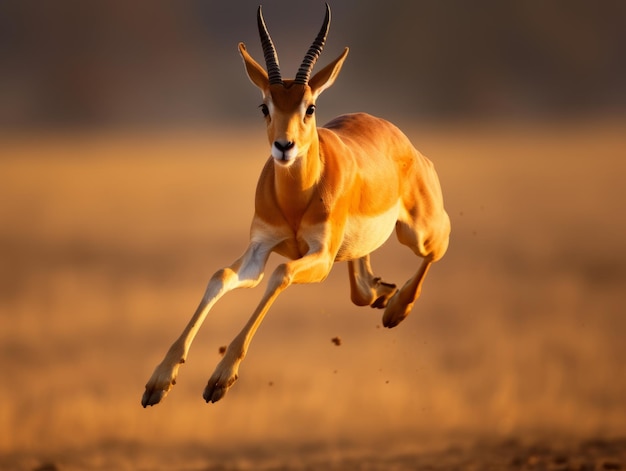 antelope getting ready to leap on the africa plain