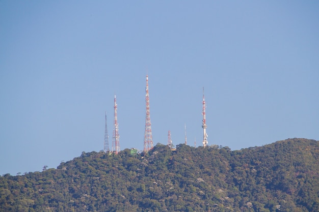 Antennas on the top of the sumare hill in rio de janeiro, Brazil.