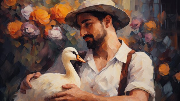 Photo anthony and goose a postimpressionist portrait