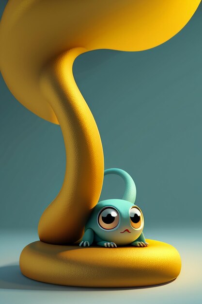 Photo anthropomorphic animal snake baby virtual character character model cute cartoon design