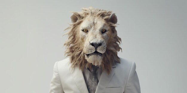 Anthropomorphic Business Lion On White Background