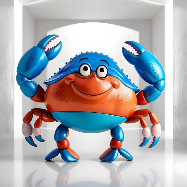 Photo anthropomorphic cartoon crab stands confidently facing us