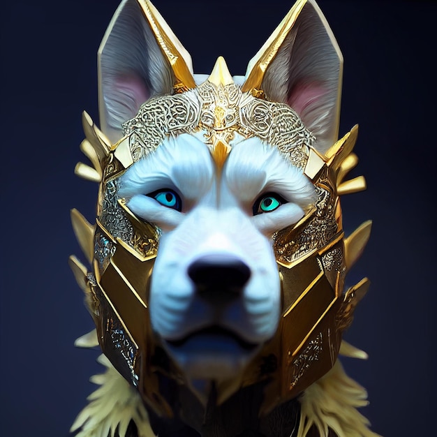 anthropomorphic dog with warrior armor 3d rendering illustration