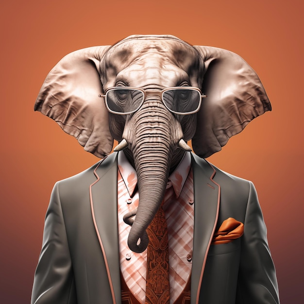 Anthropomorphic elephant businessman