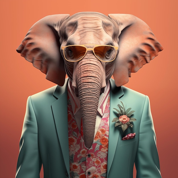 Anthropomorphic elephant businessman