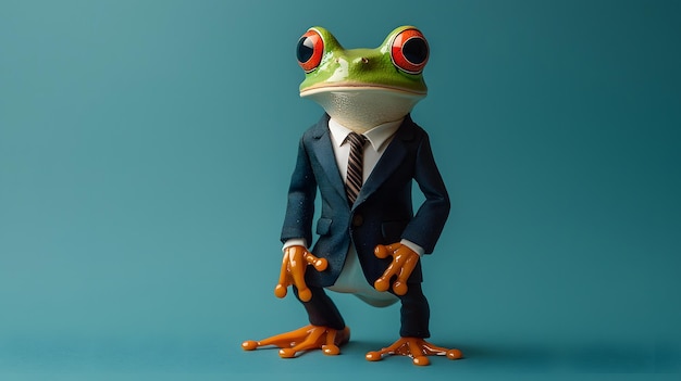 Photo anthropomorphic frog in business suit depicting corporate profession and adaptation