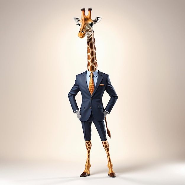 Anthropomorphic giraffe character isolated on background