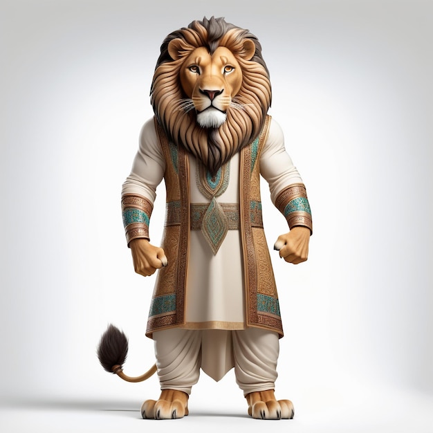 Anthropomorphic lion character isolated on background