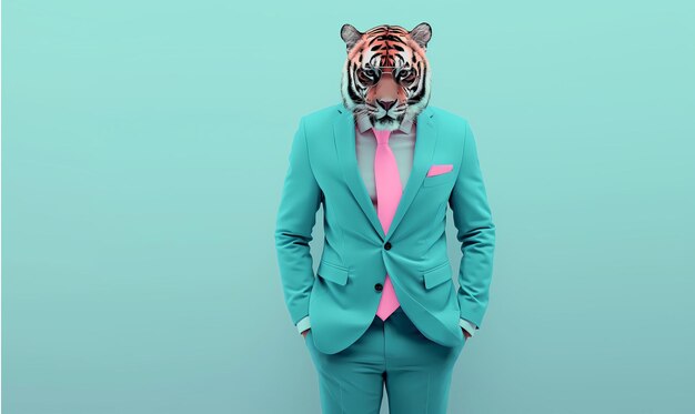 Photo anthropomorphic tigers wearing fashion tiger fashion shows tiger fashion shot